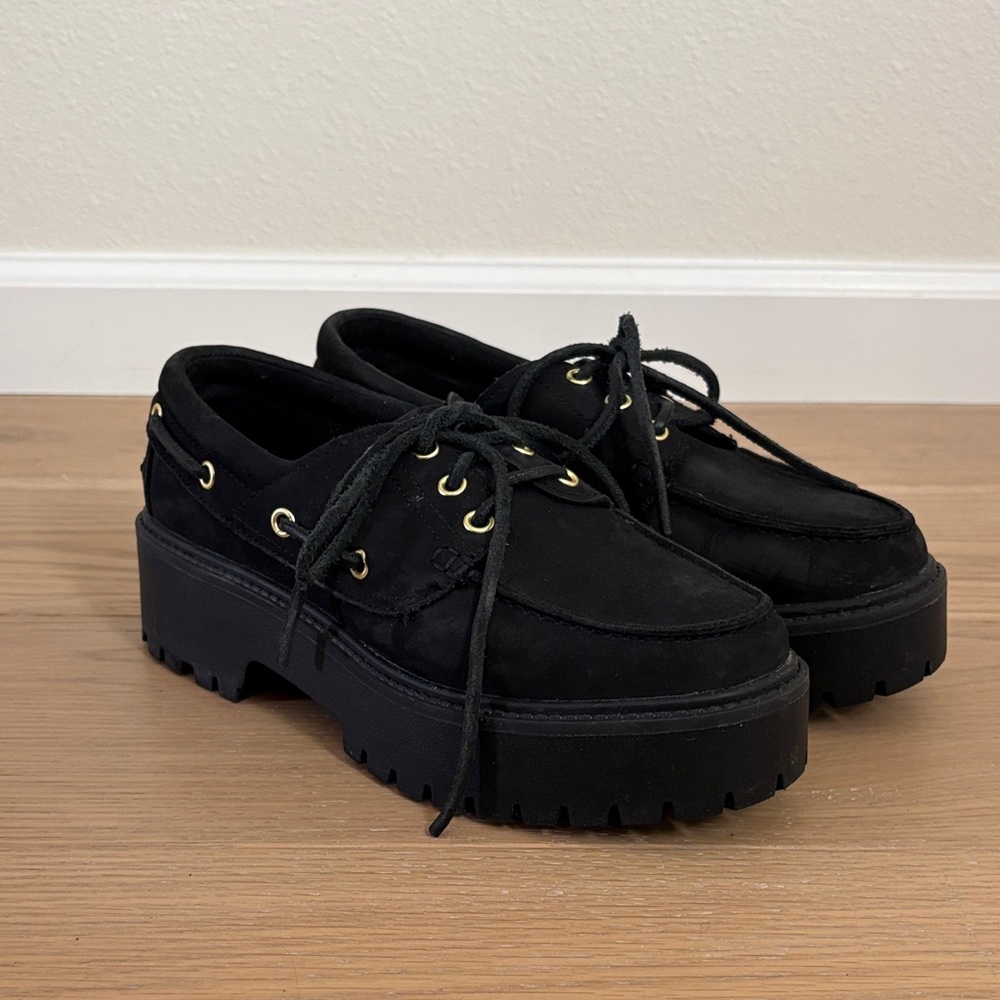 Timberland Stone Street Platform Boat Shoe - Black - Ws 9